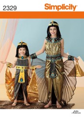 2329 SIMPLICITY KIDS  CLEOPATRA EGYPT COSTUME, CAPE, WIG, BAG PATTERN 3-6 OR 7-14 CHOICE UNCUT
